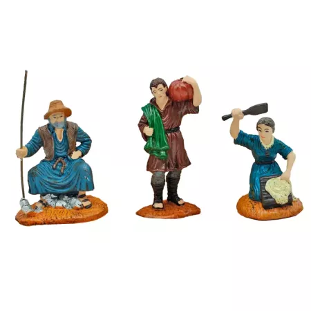 Set de 3 Figuras de Campesinos para Belén Navideño 10 cm Figuras Decorativas para Pesebre y Decoración de Navidad