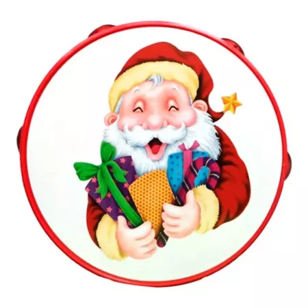 Pandereta Navideña Infantil 14 cm Diseño Santa Claus Color Aleatorio