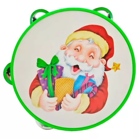 Pandereta Navideña Infantil 14 cm Diseño Santa Claus Color Aleatorio