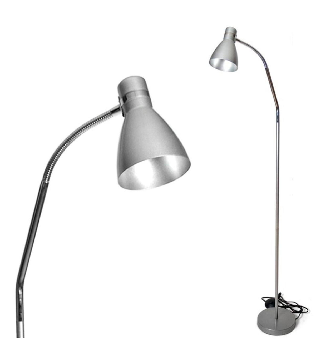 Tradineur - Lámpara de pie metálica, incluye brazo oscilante, lámpara de  lectura ajustable con enchufe, casquillo E27, 40W, inte