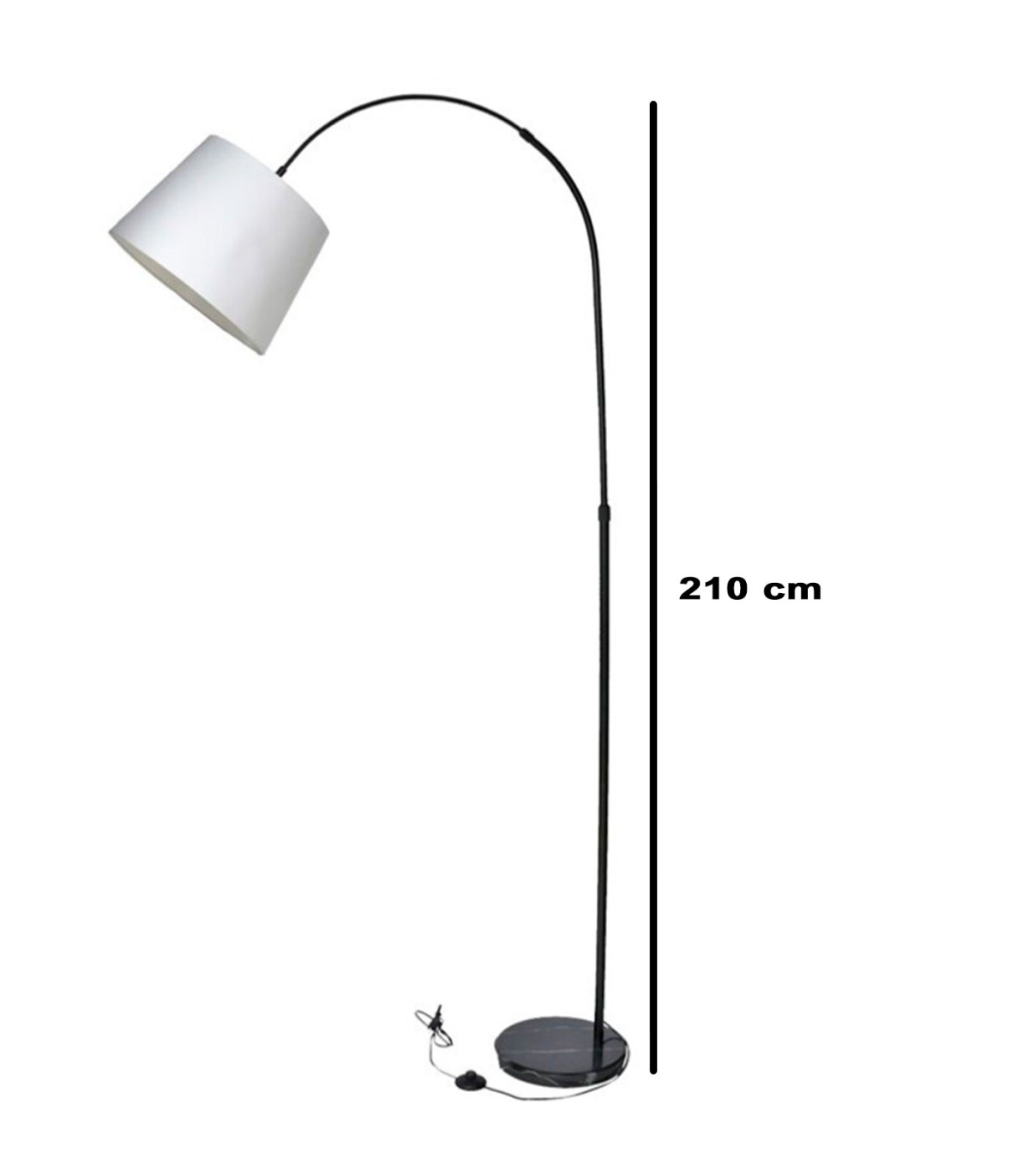 Tradineur - Lámpara de pie de metal y tulipa de tela, brazo oscilante, lámpara de lectura, interruptor de y enchufe, casqu
