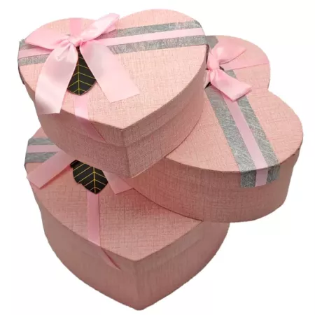 Set 3 Cajas Corazón Rosa con Lazo – Ideal Regalos Sorpresa