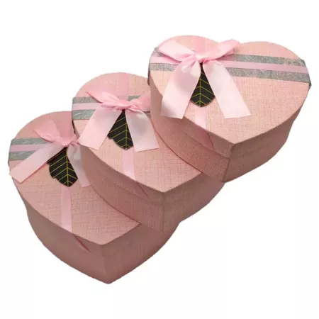 Set 3 Cajas Corazón Rosa con Lazo – Ideal Regalos Sorpresa
