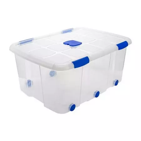 Caja Organizadora Transparente 100L con Ruedas y Compartimentos Caja Organizadora Transparente 100L con Ruedas y Compartimentos