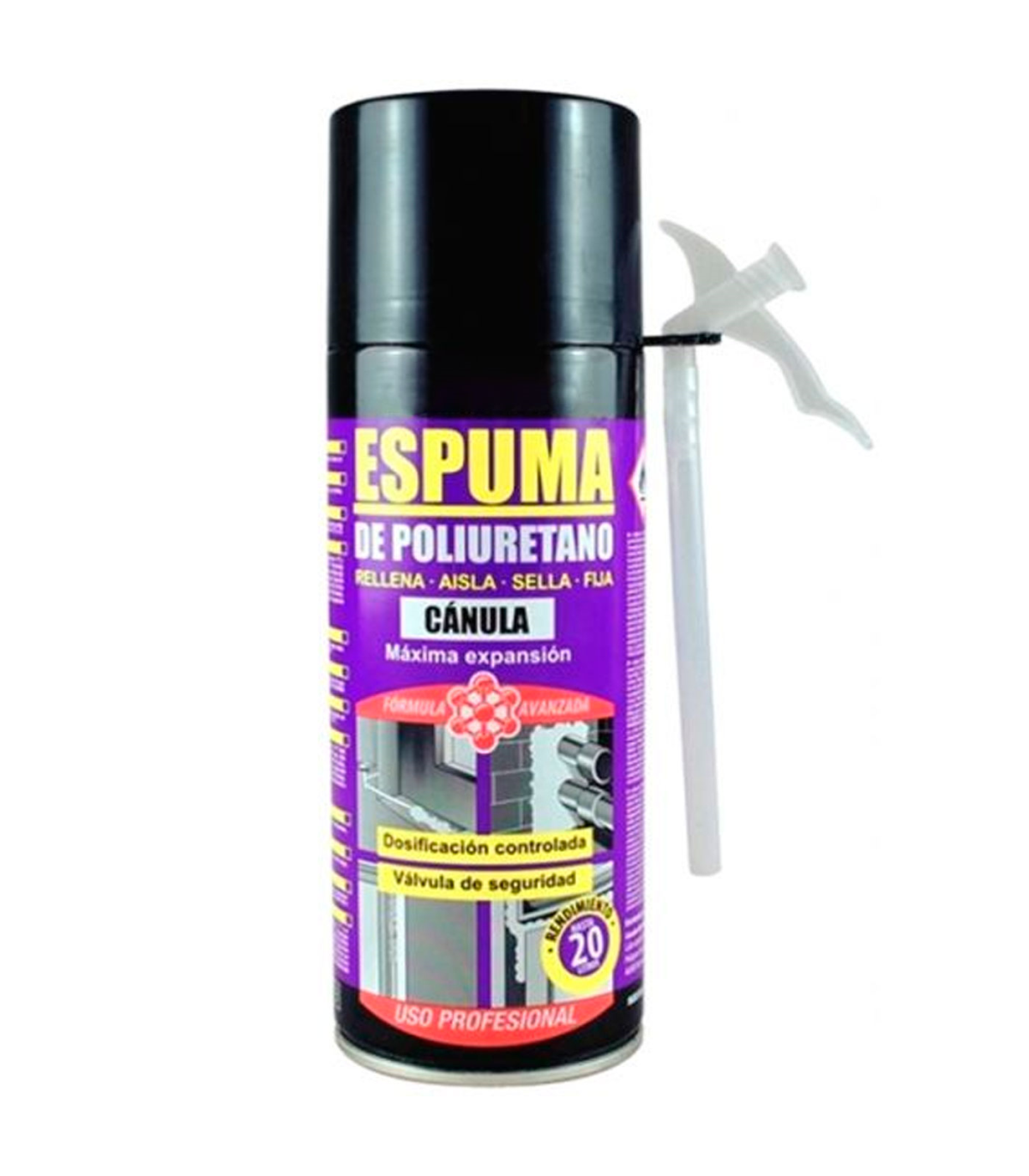 Tradineur - Spray de Espuma Poliuretano - Bote de 300 ML - Bote para  relleno, sellado, fijación - Aislamiento térmico, acústico