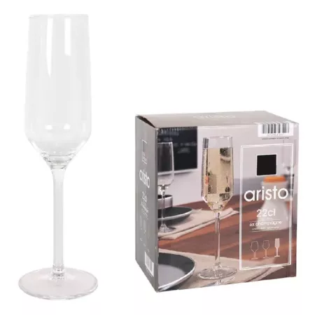 Set 6 copas de champán, cristal liso, modelo aristo, diseño sofisticado y elegante, aptas para lavavajillas (22 cl, 23 cm) Set 6 copas de champán, cristal liso, modelo aristo, diseño sofisticado y elegante, aptas para lavavajillas (22 cl, 23 cm)