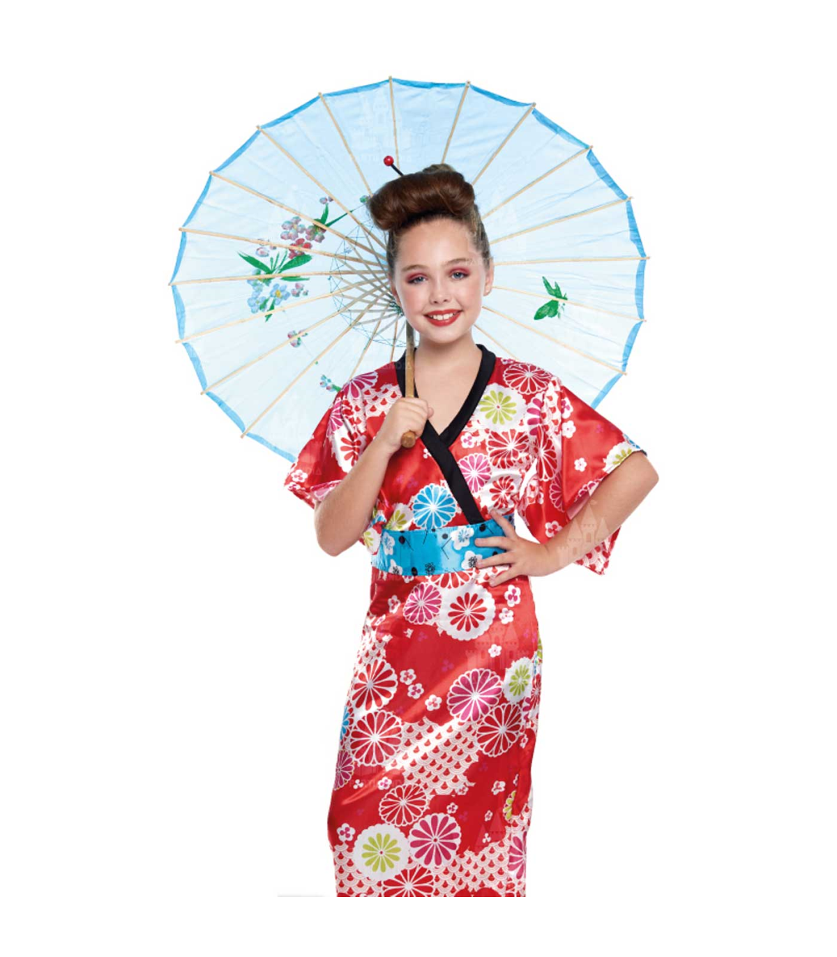 Disfraz de geisha niña, fibra sintética, vestido y cinturón, diseño  tradicional, carnaval, halloween, cosplay, fiestas, infantil