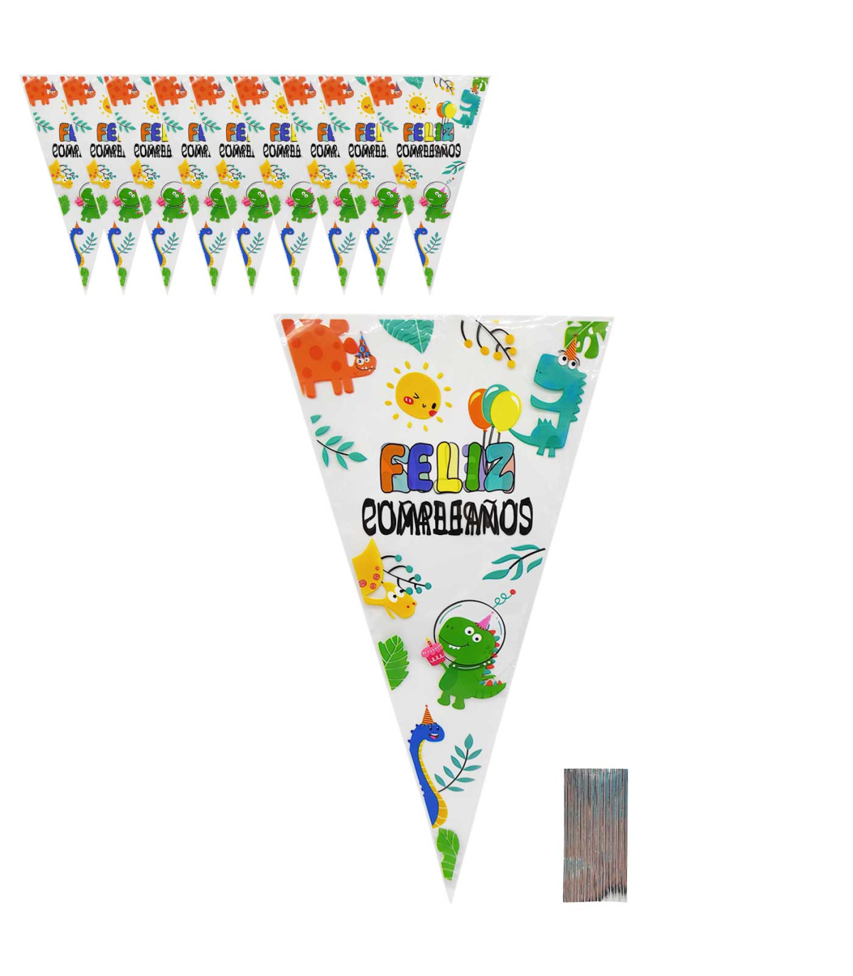 Tradineur - Pack de 10 bolsas de plástico para caramelos Feliz cumpleaños,  incluyen tiras de cierre, bolsas para regalar golos