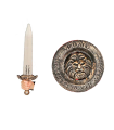Tradineur - Set de escudo y espada infantil con grabado de león, para Arde Lucus, halloween y celebraciones. Tamaño set: 49 x 30 x 7 cm