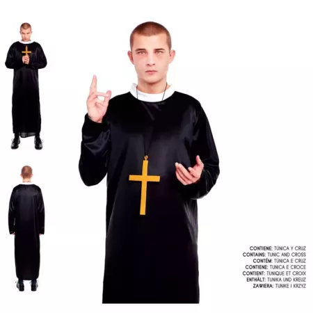 Disfraz de Cura Negro Talla M con Crucifijo – Ideal Carnaval Disfraz de Cura Negro Talla M con Crucifijo – Ideal Carnaval
