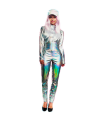 Mono maillot plateado holográfico para jovenes y adultos para carnaval, halloween, fiestas, celebraciones. Talla L