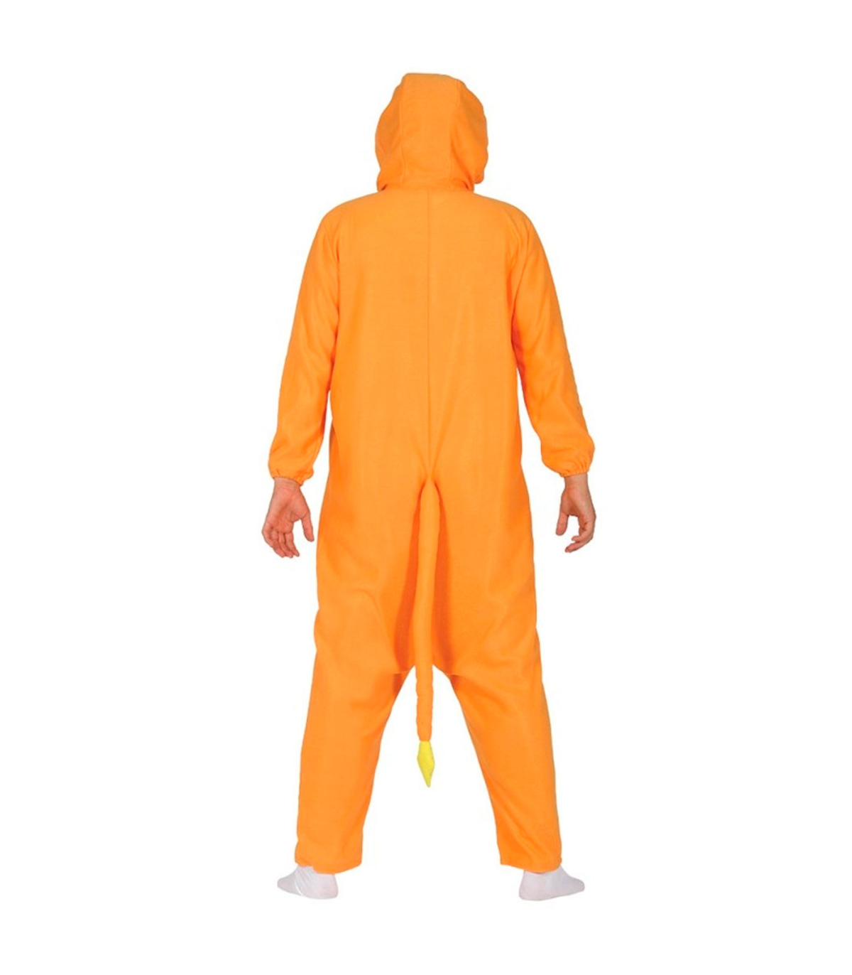 Tradineur - Disfraz de dragón naranja para adulto, fibra sintética, mono con capucha y cola, carnaval, cospla