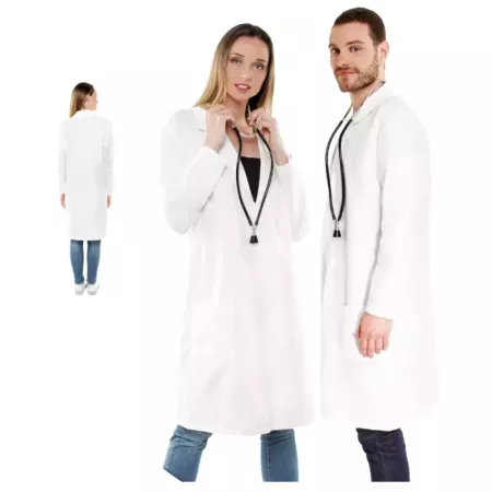 Bata Blanca Unisex Talla L para Disfraz Médico y Carnaval Bata Blanca Unisex Talla L para Disfraz Médico y Carnaval