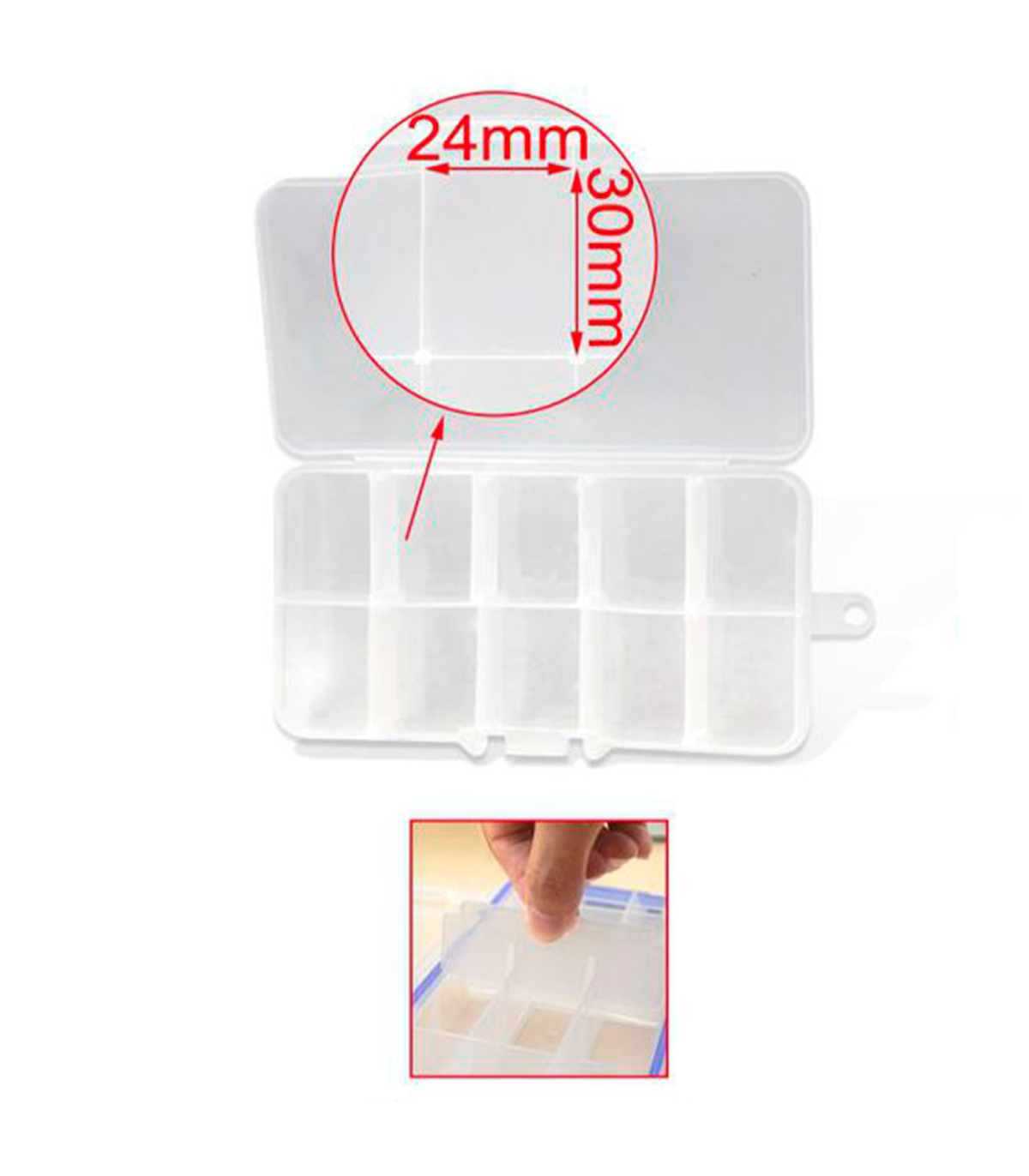 Tradineur - Caja organizadora de plástico, 3 baldas y asa, 30  compartimentos, divisores removibles, almacenamiento tornillos, bo