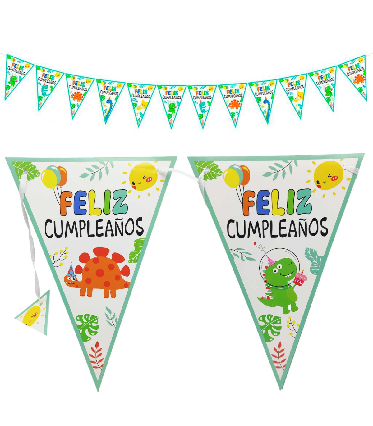 Tradineur - Guirnalda de cumpleaños de cartón con 12 banderines de
