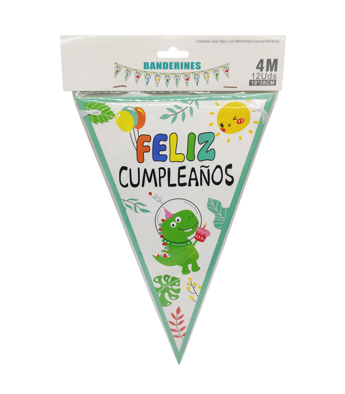 Tradineur - Guirnalda de cumpleaños de cartón con 12 banderines de  dinosaurios, 
