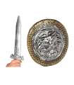 Tradineur - Set de escudo y espada con grabado de león, para Arde Lucus, halloween y celebraciones. Tamaño set: 52 x 44,5 x 11 cm