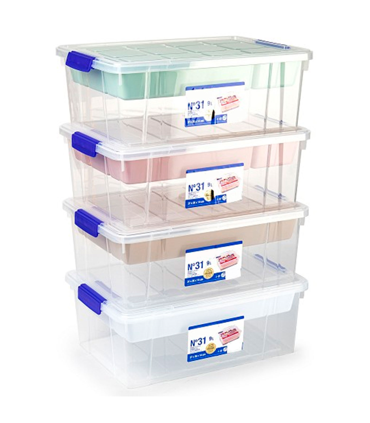 Tradineur - Caja organizadora de plástico, 3 baldas y asa, 30  compartimentos, divisores removibles, almacenamiento tornillos, bo