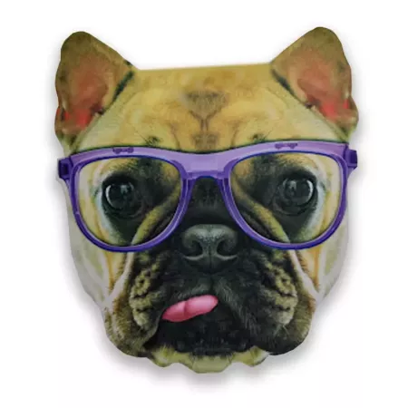 Careta de bulldog con gafas, foam, para niños para combinar con disfraces para carnaval, halloween y celebraciones. Tamaño: 38 x