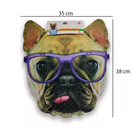 Careta de bulldog con gafas, foam, para niños para combinar con disfraces para carnaval, halloween y celebraciones. Tamaño: 38 x