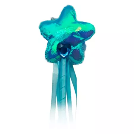 Varita de hada color azul con una estrella en la punta para los niños para disfrazarse en carnaval, Halloween, fiestas y celebra