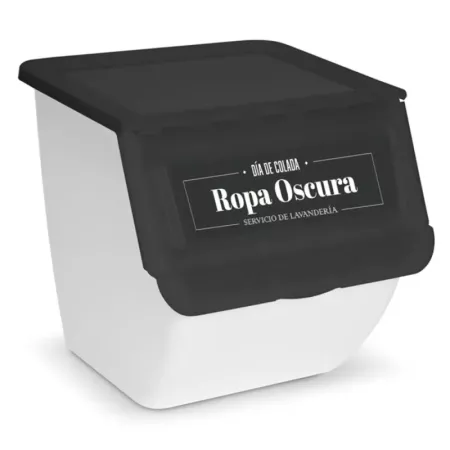 Contenedor apilable de plástico con ruedas, organizador de ropa sucia, caja de almacenamiento para colada (Ropa oscura, 36 litro Contenedor apilable de plástico con ruedas, organizador de ropa sucia, caja de almacenamiento para colada (Ropa oscura, 36 litro