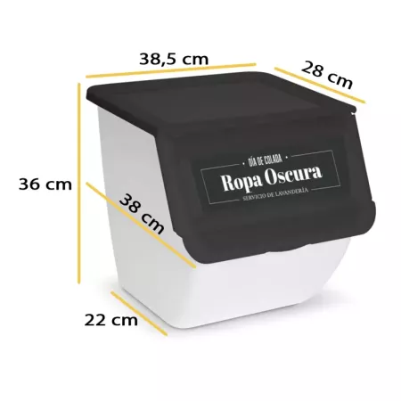 Contenedor apilable de plástico con ruedas, organizador de ropa sucia, caja de almacenamiento para colada (Ropa oscura, 36 litro Contenedor apilable de plástico con ruedas, organizador de ropa sucia, caja de almacenamiento para colada (Ropa oscura, 36 litro