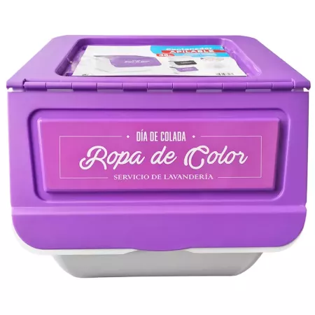 Contenedor apilable con ruedas, plástico, organizador de ropa sucia, caja de almacenamiento para colada (Ropa de color, 36 litro