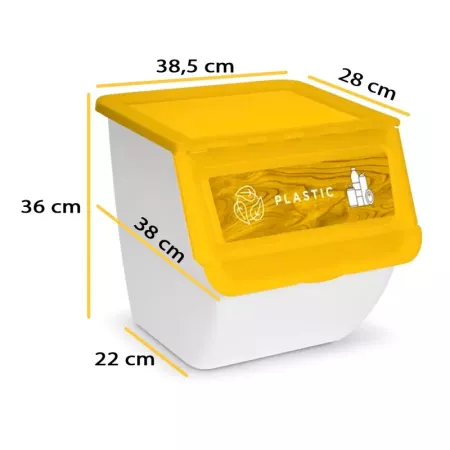 Contenedor con ruedas apilable, plástico, organizador de basura, caja de almacenamiento de residuos, reciclaje (Plástico, 36 lit Contenedor con ruedas apilable, plástico, organizador de basura, caja de almacenamiento de residuos, reciclaje (Plástico, 36 lit