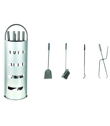 Set de 4 utensilios para chimenea con soporte, herramientas, accesorios  para chimenea de leña de interior, hoguera, barbacoa, 67