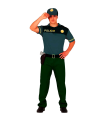 Tradineur - Disfraz de policía para hombre, manga corta, 100% poliéster, incluye gorra, camiseta, pantalón y cinturón, atuendo de carnaval, Halloween, cosplay, fiestas (Adulto, Talla M)