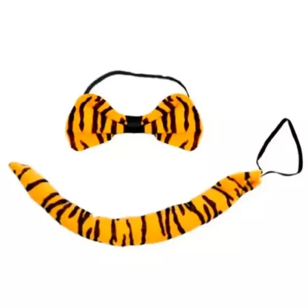 Set 3 piezas de disfraz de tigre de color naranja y negro, complemento para carnaval, halloween y celebraciones. Tamaño orejas: