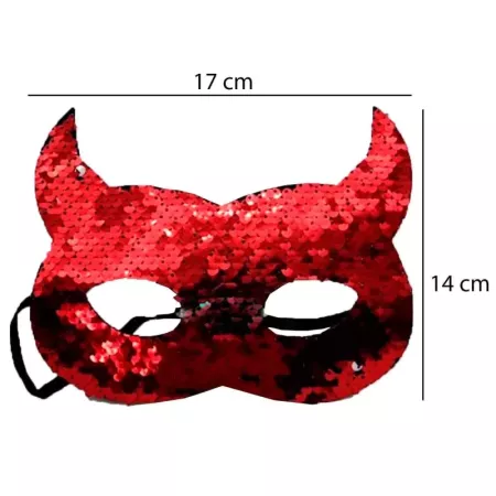 Antifaz de diablesa con lentejuelas para adultos, complemento para carnaval, halloween, fiestas, celebraciones. 14 x 17 x 0,3 cm