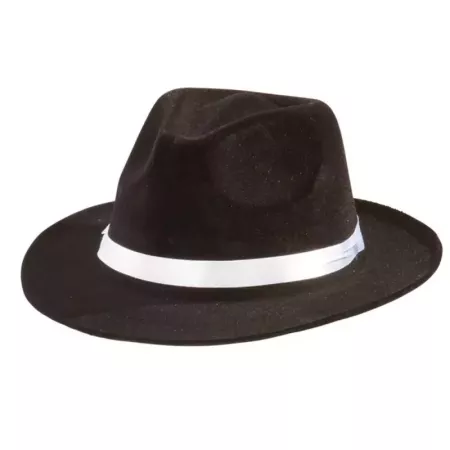sombrero fedora de color negro para jóvenes y adultos para carnaval, halloween, fiestas y celebraciones. 15 x 23 x 28 cm
