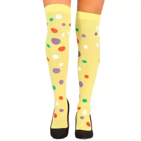 Medias de payaso amarillas para jóvenes y adultos, complemetos de disfraces para carnaval, halloween u otras celebraciones. 165/