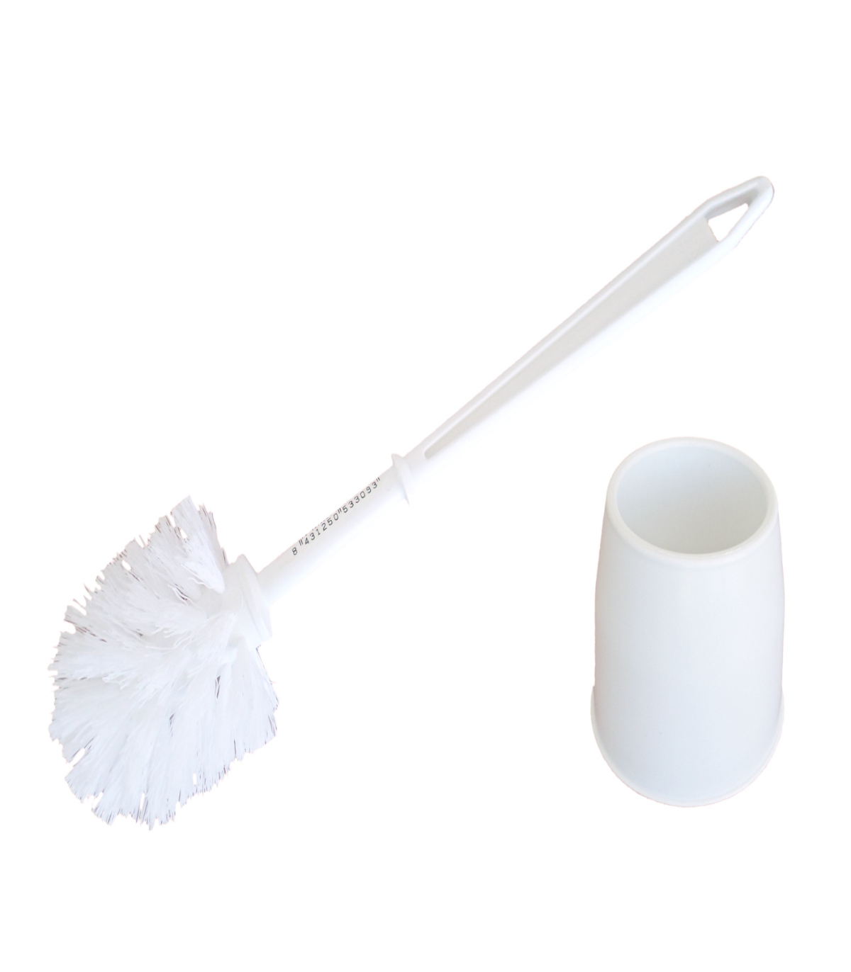 Pamex - Escobillero completo plástico, color blanco 38,5 x 13 cm.  Recipiente y escobilla para baño para hogar o trabajo en colo