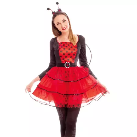 Disfraz Adulto Mariquita Talla S con Alas y Diadema Lleva Carnaval y Halloween Disfraz Adulto Mariquita Talla S con Alas y Diadema Lleva Carnaval y Halloween