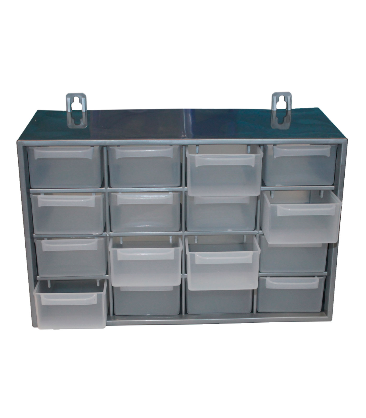 Clasificador apilable de plástico, 16 cajones, gris, 17 x 27 x 12 cm,  módulo, estante organizador para piezas pequeñas, tornillo