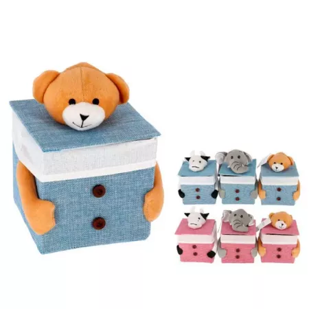 Caja con tapa -  Caja de poliester recubierta de tela, Caja para la decoración o almacenaje. 13  x 13 x 13 cm, colores aleatorio