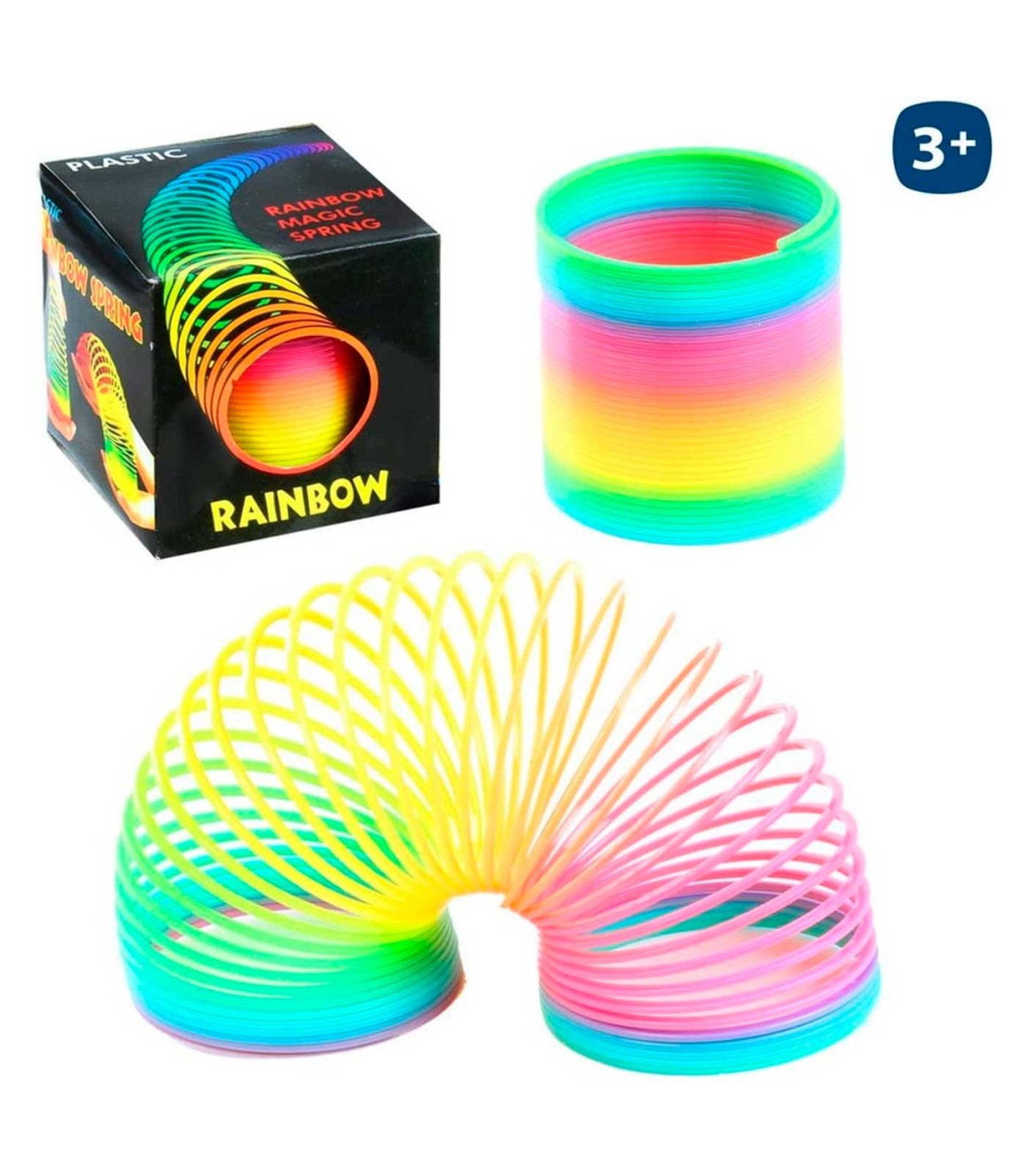 Tradineur - Pack de 3 muelles elásticos de juguete, multicolor, plástico,  arco iris, resortes mágicos, regalo de fiesta, niños