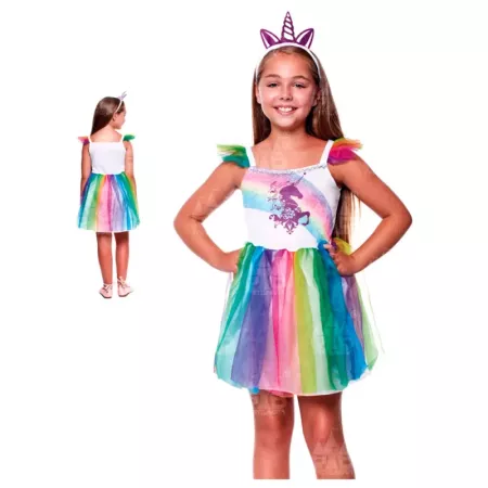 Disfraz Unicornio Infantil 4-6 años con Vestido y Diadema