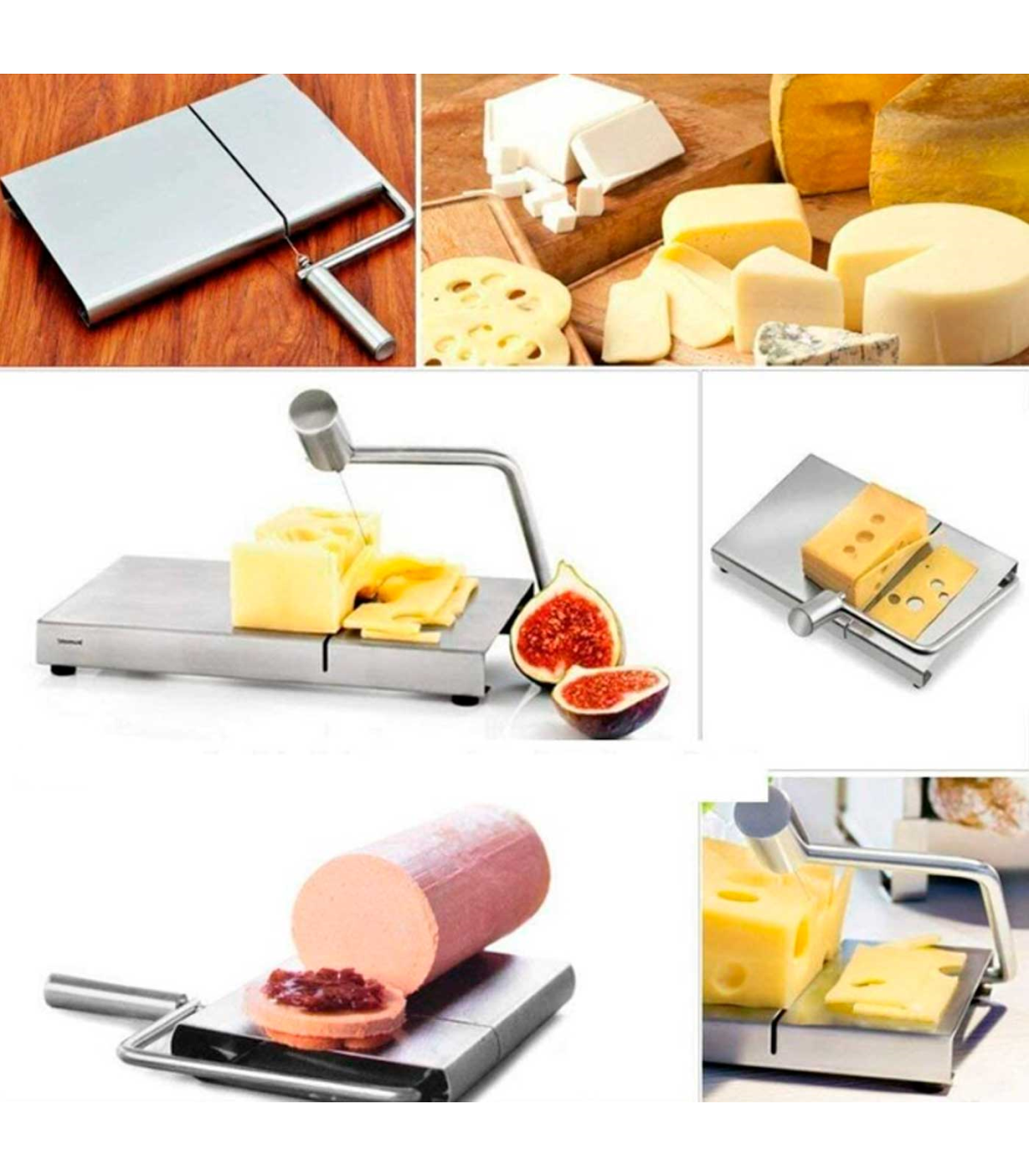 Tradineur - Cortador de queso manual, guillotina de acero inoxidable,  incluye 5 hilos de repuesto, corte ajustable, cortar mante