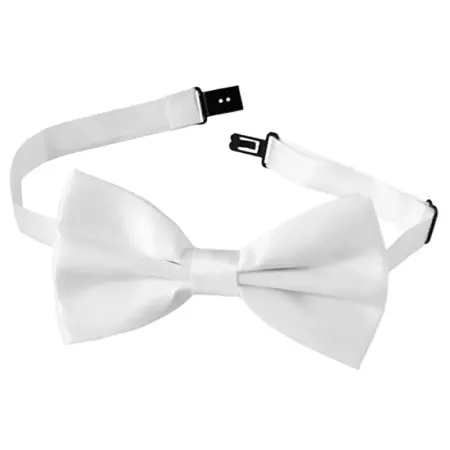 Pajarita de raso para disfraces, 100% poliéster, accesorio de carnaval, halloween, cosplay, fiestas, cumpleaños (Blanco, adulto,