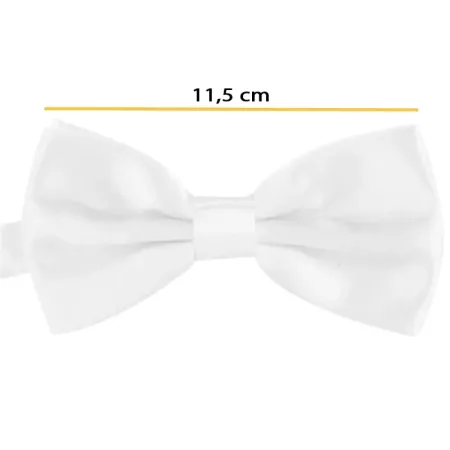 Pajarita de raso para disfraces, 100% poliéster, accesorio de carnaval, halloween, cosplay, fiestas, cumpleaños (Blanco, adulto,
