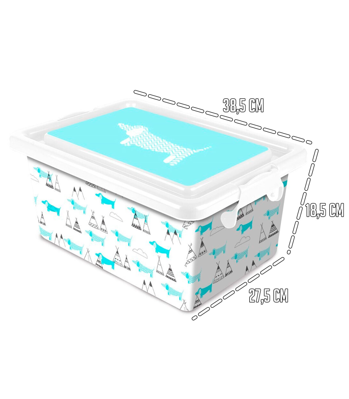 Tradineur – Caja de almacenamiento – Diseño perro – capacidad de 13 litros – fabricado en España - Contenedor para almacenar juguetes, libros, ropa