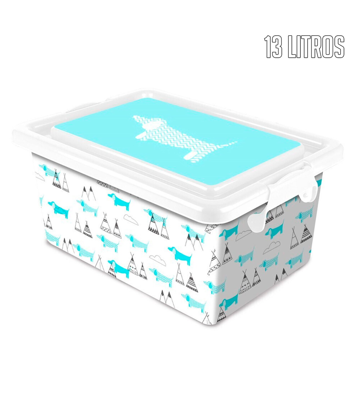 Tradineur – Caja de almacenamiento – Diseño Perro – Capacidad de 13 Litros  – Fabricado en España - Contenedor para almacenar jug