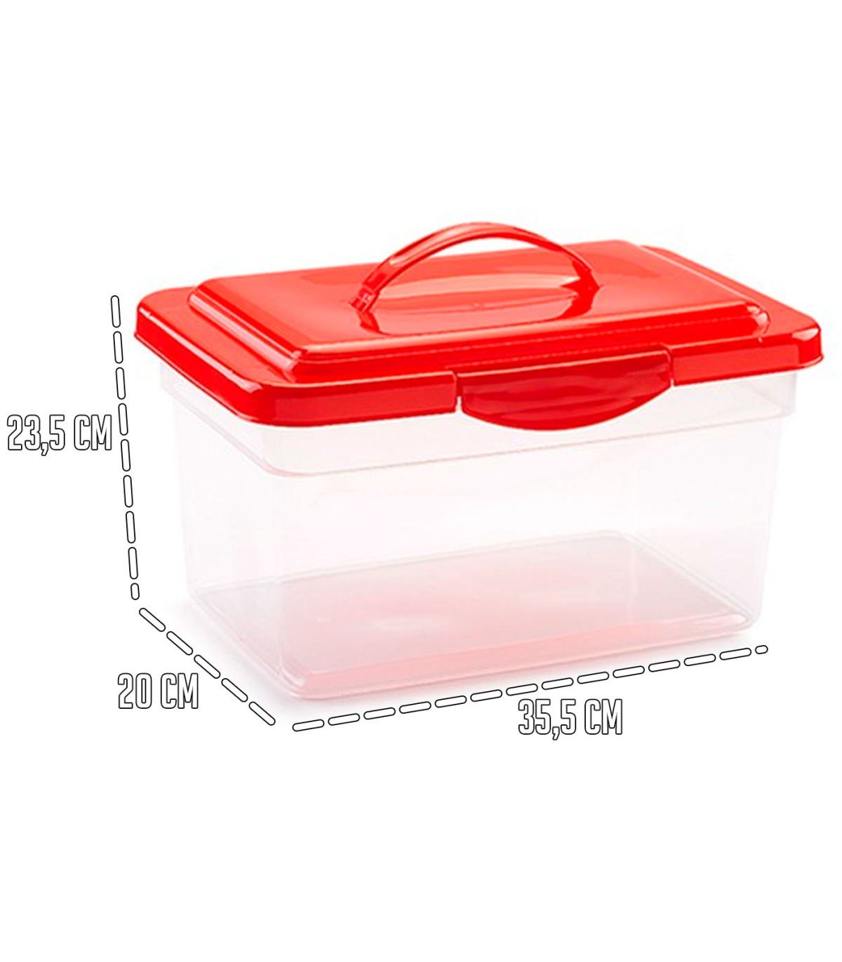 Tradineur - Caja de almacenamiento transparente con tapa en color aleatorio - N.º 25 - Capacidad de 9 Litros 23,5 35,5 x 20