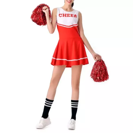 Pompones de Animadora Rojos 34 cm | Fiesta y Carnaval Adulto Pompones de Animadora Rojos 34 cm | Fiesta y Carnaval Adulto