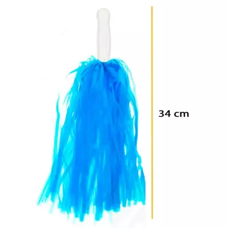 Pompones de animadora, plástico, deporte, complemento de disfraz, carnaval, halloween, cosplay, fiesta, baile, adulto, 34 cm, az