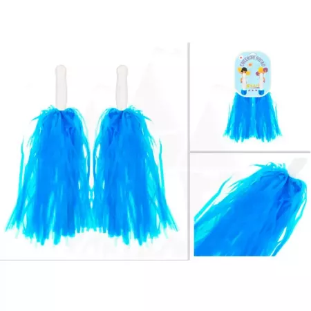 Pompones de animadora, plástico, deporte, complemento de disfraz, carnaval, halloween, cosplay, fiesta, baile, adulto, 34 cm, az